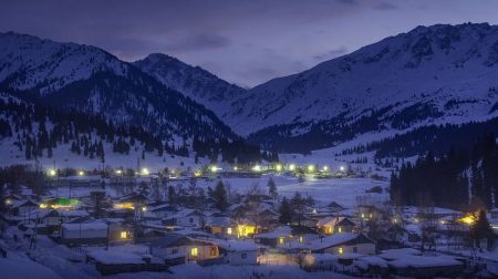 Jyrgalan village at night