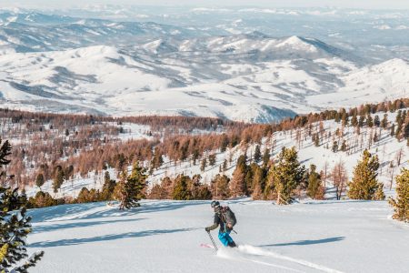 Skiing in West Altai mountains, Ridder, Kazakhstan